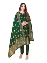 Costume Salwar tissé en soie d'art Banarasi vert